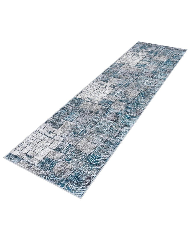 Gray Blue 2' 7 x 10' Valencia Runner Area Rug Modern Abstract Durable Carpet for Living Room, Dining, Office, Bedrooms, Dorm Rooms for Sale at Rug Engine