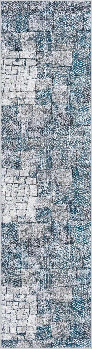 Gray Blue 2' 7 x 10' Valencia Runner Area Rug Modern Abstract Durable Carpet for Living Room, Dining, Office, Bedrooms, Dorm Rooms for Sale at Rug Engine