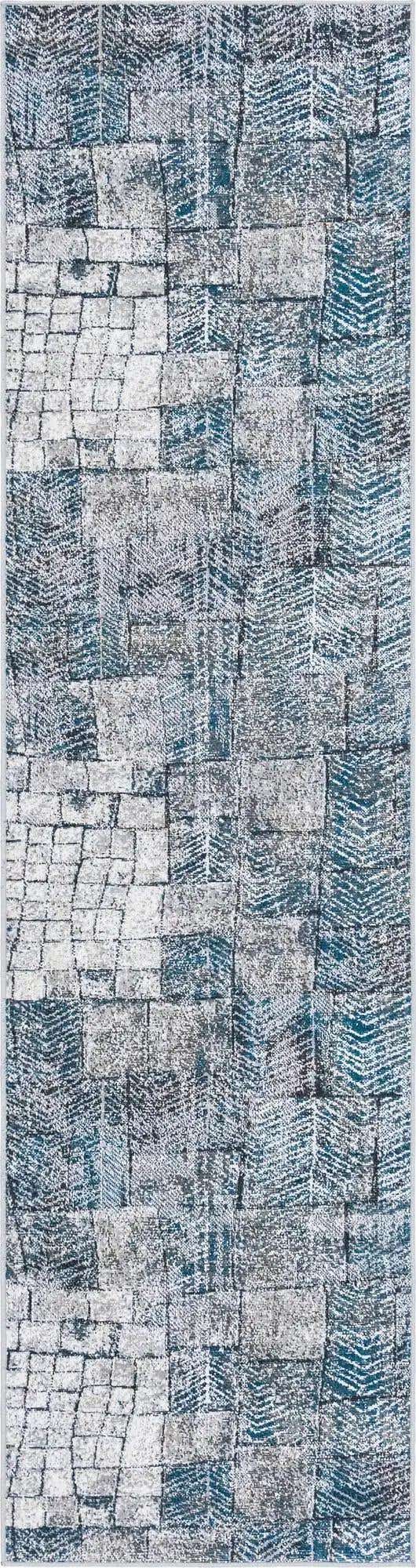 Gray Blue 2' 7 x 10' Valencia Runner Area Rug Modern Abstract Durable Carpet for Living Room, Dining, Office, Bedrooms, Dorm Rooms for Sale at Rug Engine