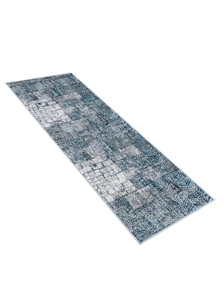 Gray Blue 2' x 6' 1 Valencia Runner Area Rug Modern Abstract Durable Carpet for Living Room, Dining, Office, Bedrooms, Dorm Rooms for Sale at Rug Engine