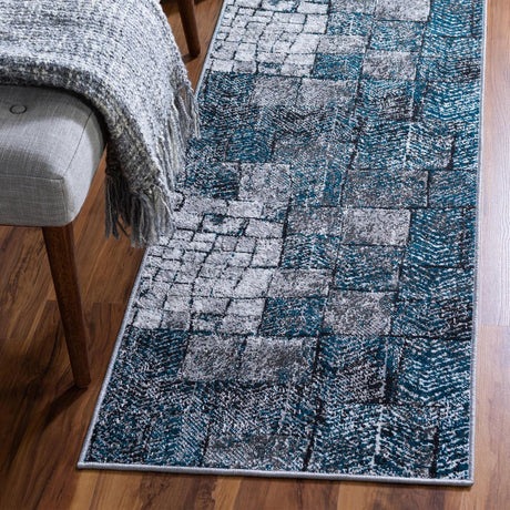 Gray Blue 2' x 6' 1 Valencia Runner Area Rug Modern Abstract Durable Carpet for Living Room, Dining, Office, Bedrooms, Dorm Rooms for Sale at Rug Engine