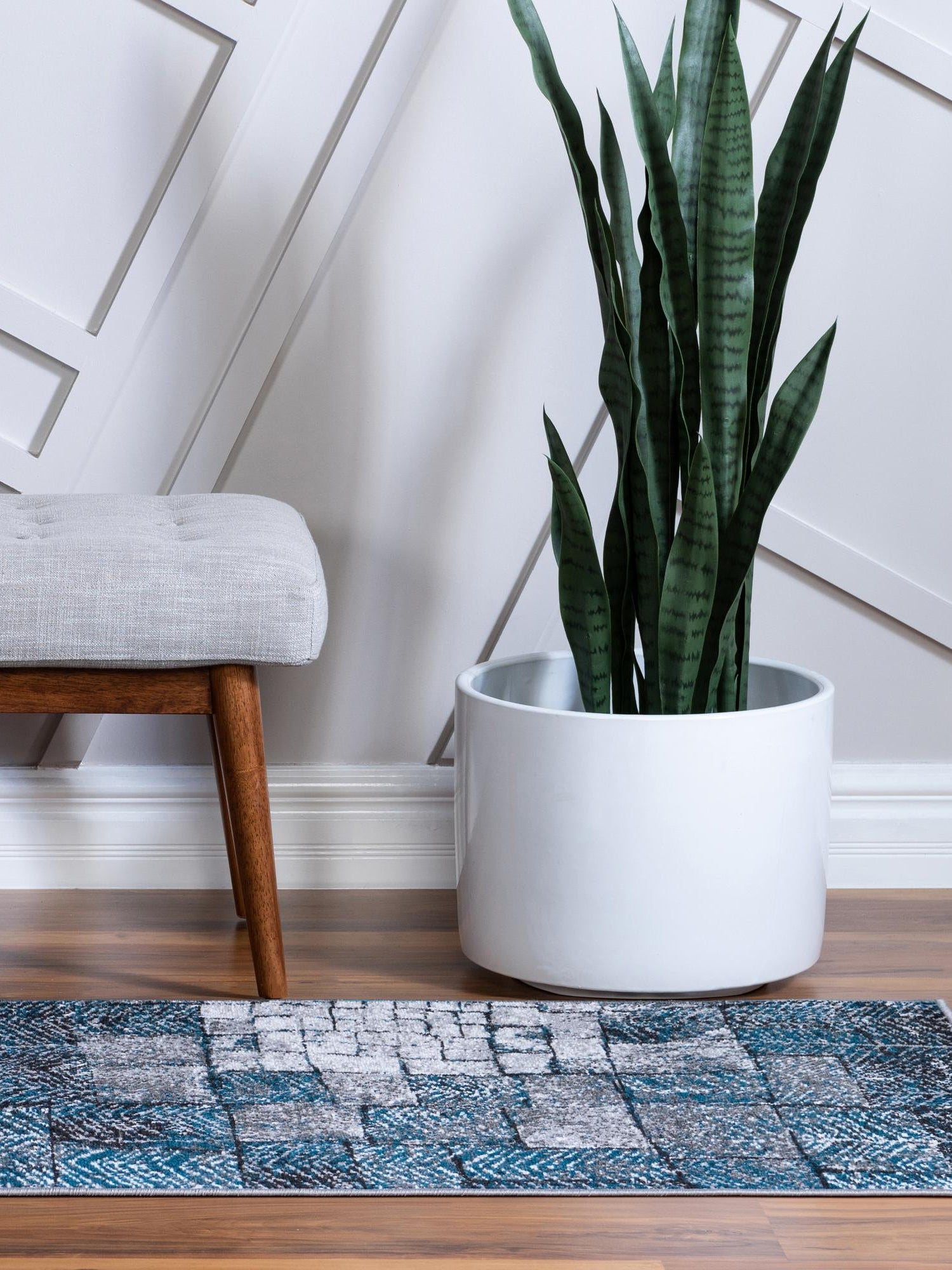 Gray Blue 2' 7 x 10' Valencia Runner Area Rug Modern Abstract Durable Carpet for Living Room, Dining, Office, Bedrooms, Dorm Rooms for Sale at Rug Engine