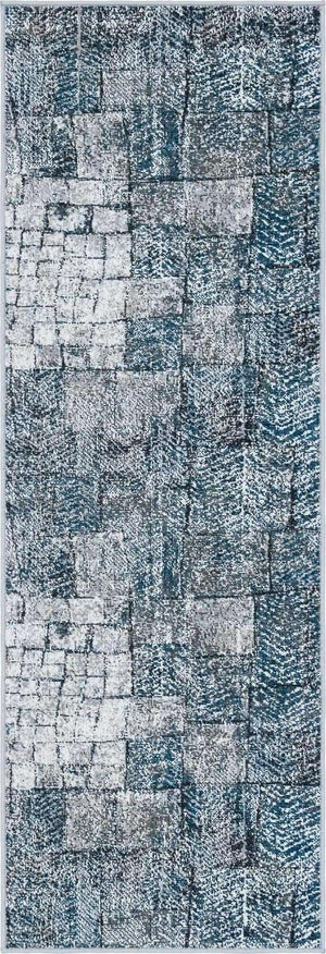 Gray Blue 2' x 6' 1 Valencia Runner Area Rug Modern Abstract Durable Carpet for Living Room, Dining, Office, Bedrooms, Dorm Rooms for Sale at Rug Engine