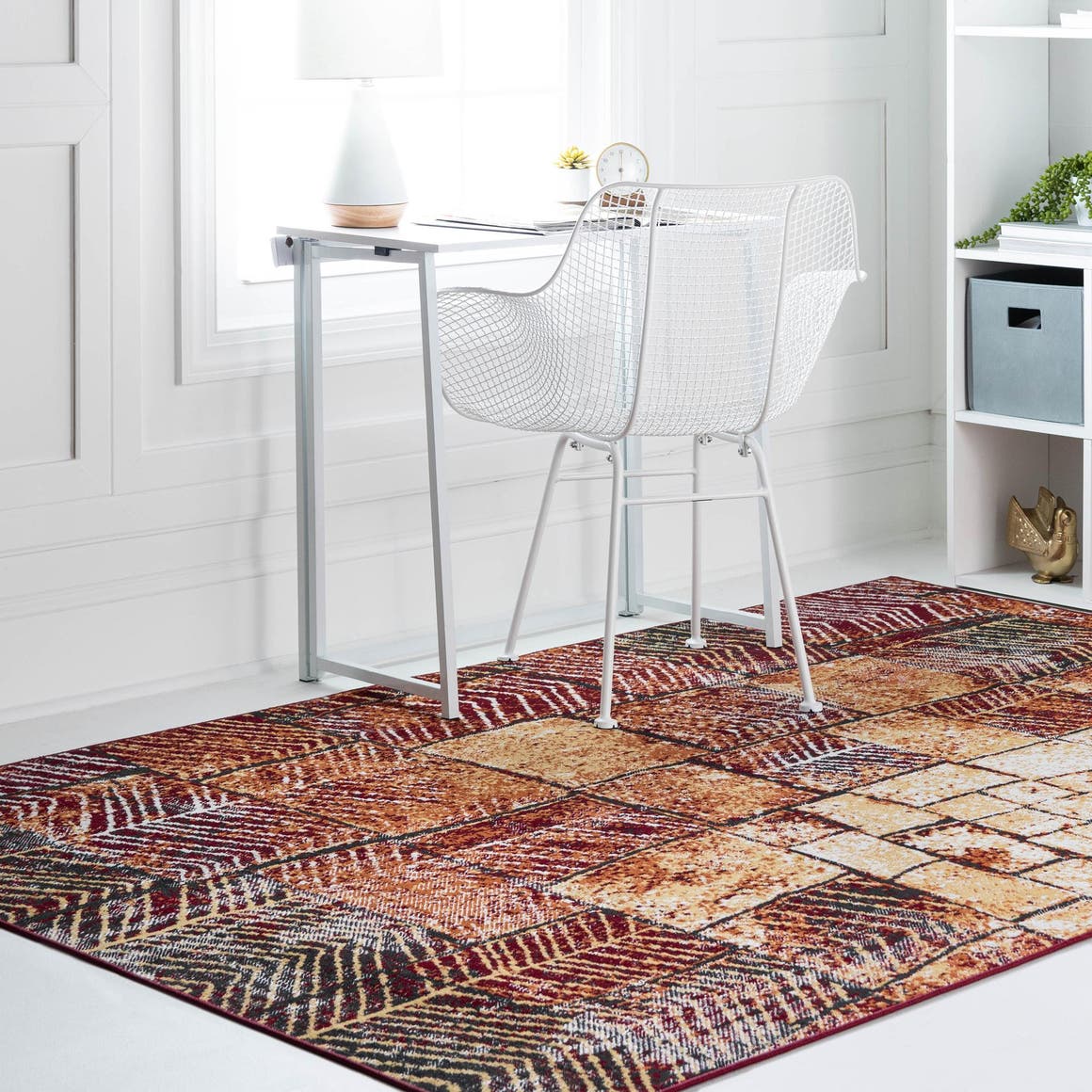 Rust Red 7' 10 x 10' Valencia Rectangle Area Rug Modern Abstract Durable Carpet for Living Room, Dining, Office, Bedrooms, Dorm Rooms for Sale at Rug Engine