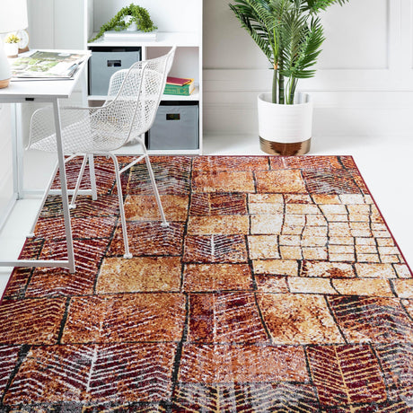 Rust Red 5' 3 x 8' Valencia Rectangle Area Rug Modern Abstract Durable Carpet for Living Room, Dining, Office, Bedrooms, Dorm Rooms for Sale at Rug Engine