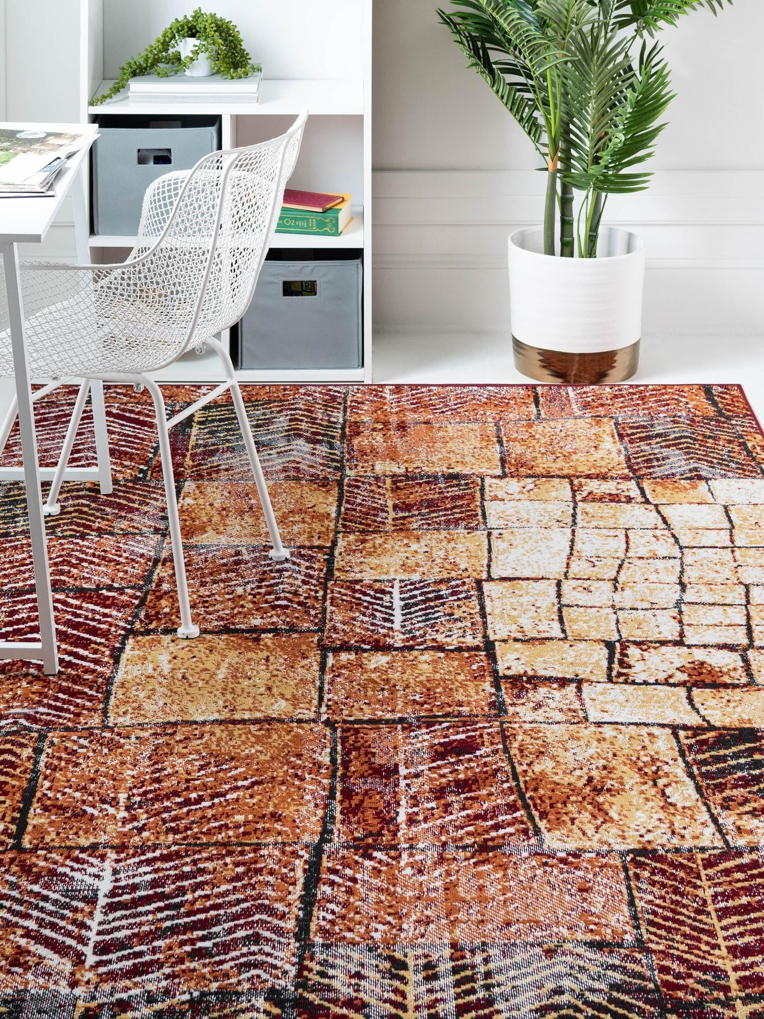 Rust Red 4' 1 x 6' 1 Valencia Rectangle Area Rug Modern Abstract Durable Carpet for Living Room, Dining, Office, Bedrooms, Dorm Rooms for Sale at Rug Engine