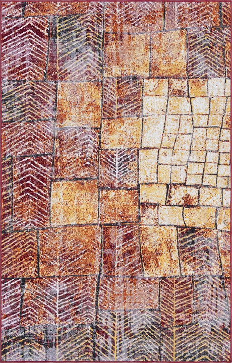 Rust Red 5' 3 x 8' Valencia Rectangle Area Rug Modern Abstract Durable Carpet for Living Room, Dining, Office, Bedrooms, Dorm Rooms for Sale at Rug Engine
