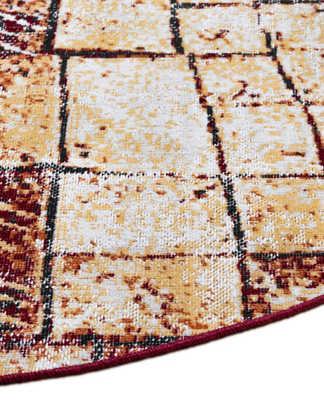 Rust Red 5' 3 x 5' 3 Valencia Round Area Rug Modern Abstract Durable Carpet for Living Room, Dining, Office, Bedrooms, Dorm Rooms for Sale at Rug Engine