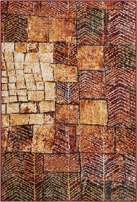 Rust Red 4' 1 x 6' 1 Valencia Rectangle Area Rug Modern Abstract Durable Carpet for Living Room, Dining, Office, Bedrooms, Dorm Rooms for Sale at Rug Engine