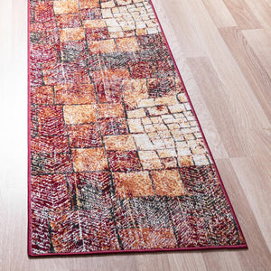 Rust Red 2' 7 x 10' Valencia Runner Area Rug Modern Abstract Durable Carpet for Living Room, Dining, Office, Bedrooms, Dorm Rooms for Sale at Rug Engine