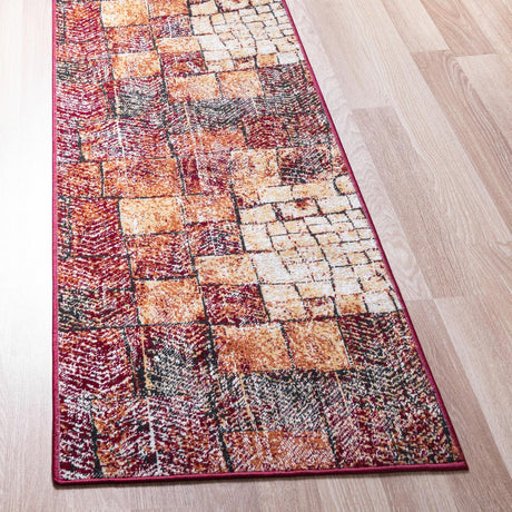 Rust Red 2' x 6' 1 Valencia Runner Area Rug Modern Abstract Durable Carpet for Living Room, Dining, Office, Bedrooms, Dorm Rooms for Sale at Rug Engine