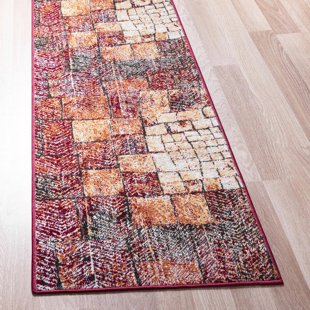 Rust Red 2' x 6' 1 Valencia Runner Area Rug Modern Abstract Durable Carpet for Living Room, Dining, Office, Bedrooms, Dorm Rooms for Sale at Rug Engine