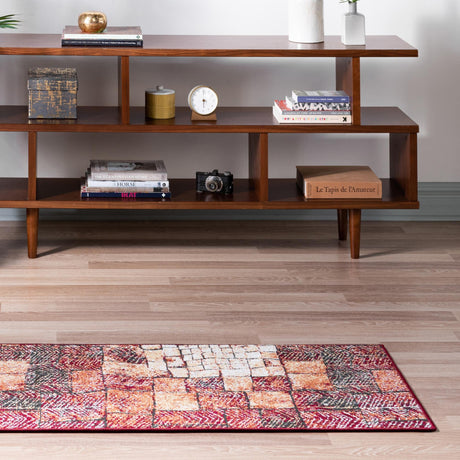 Rust Red 2' x 6' 1 Valencia Runner Area Rug Modern Abstract Durable Carpet for Living Room, Dining, Office, Bedrooms, Dorm Rooms for Sale at Rug Engine