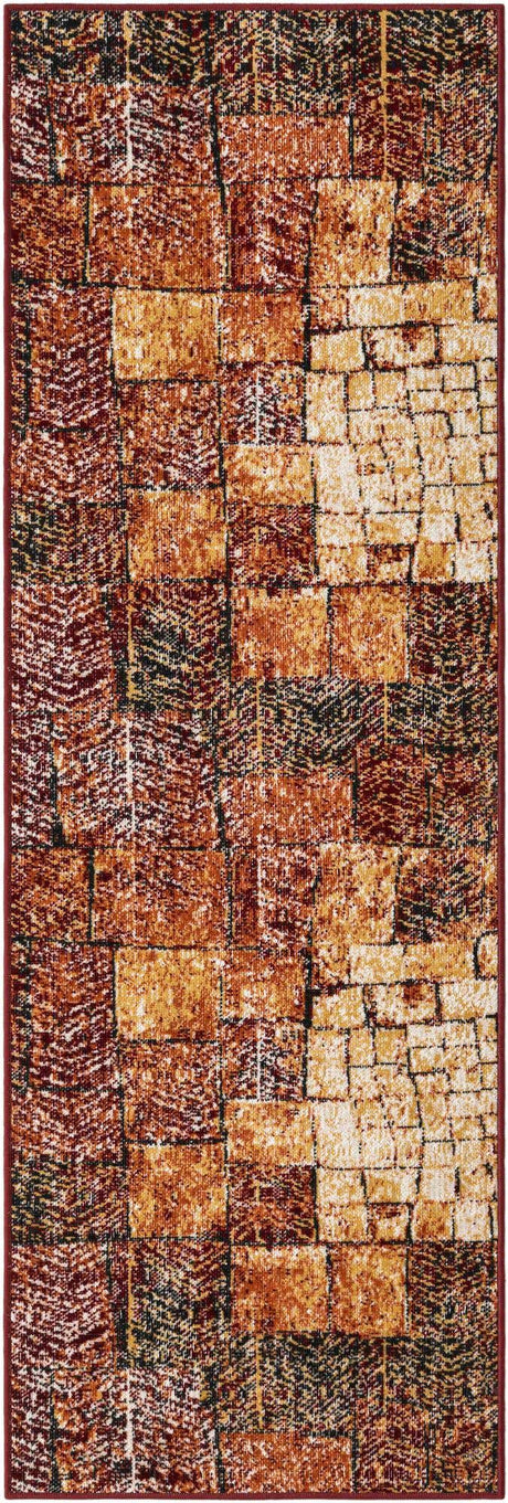 Rust Red 2' x 6' 1 Valencia Runner Area Rug Modern Abstract Durable Carpet for Living Room, Dining, Office, Bedrooms, Dorm Rooms for Sale at Rug Engine