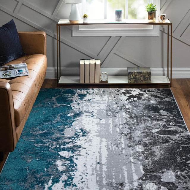 Gray 5' 3 x 8' Valencia Rectangle Area Rug Modern Abstract Durable Carpet for Living Room, Dining, Office, Bedrooms, Dorm Rooms for Sale at Rug Engine