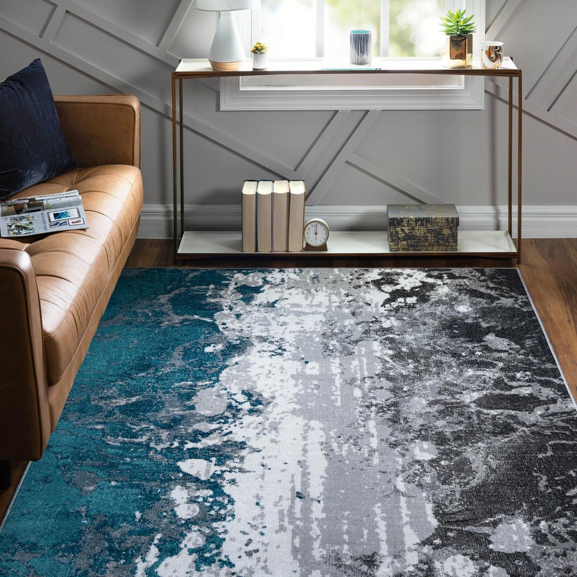 Gray 9' x 12' Valencia Rectangle Area Rug Modern Abstract Durable Carpet for Living Room, Dining, Office, Bedrooms, Dorm Rooms for Sale at Rug Engine