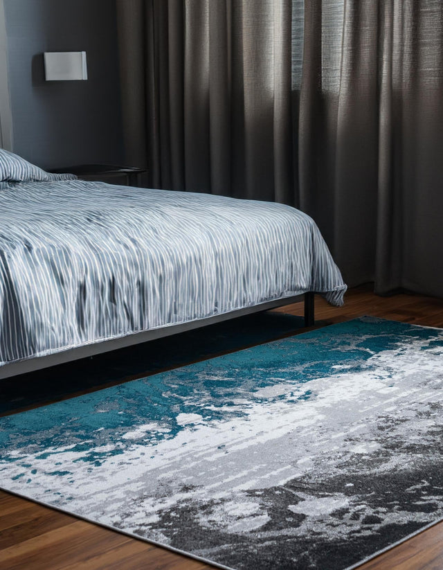 Gray 5' 3 x 8' Valencia Rectangle Area Rug Modern Abstract Durable Carpet for Living Room, Dining, Office, Bedrooms, Dorm Rooms for Sale at Rug Engine