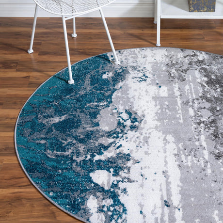 Gray 5' 3 x 5' 3 Valencia Round Area Rug Modern Abstract Durable Carpet for Living Room, Dining, Office, Bedrooms, Dorm Rooms for Sale at Rug Engine