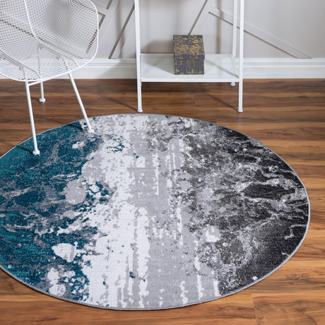 Gray 5' 3 x 5' 3 Valencia Round Area Rug Modern Abstract Durable Carpet for Living Room, Dining, Office, Bedrooms, Dorm Rooms for Sale at Rug Engine