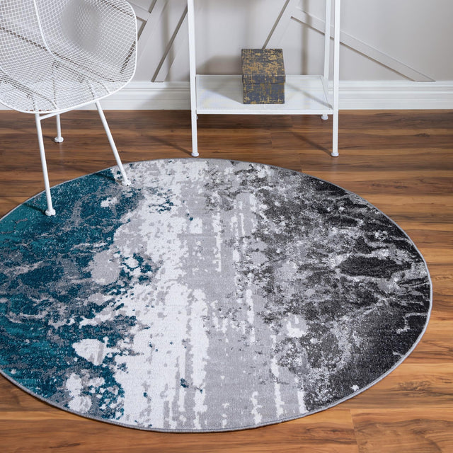 Gray 5' 3 x 5' 3 Valencia Round Area Rug Modern Abstract Durable Carpet for Living Room, Dining, Office, Bedrooms, Dorm Rooms for Sale at Rug Engine