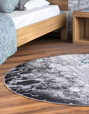 Gray 5' 3 x 5' 3 Valencia Round Area Rug Modern Abstract Durable Carpet for Living Room, Dining, Office, Bedrooms, Dorm Rooms for Sale at Rug Engine