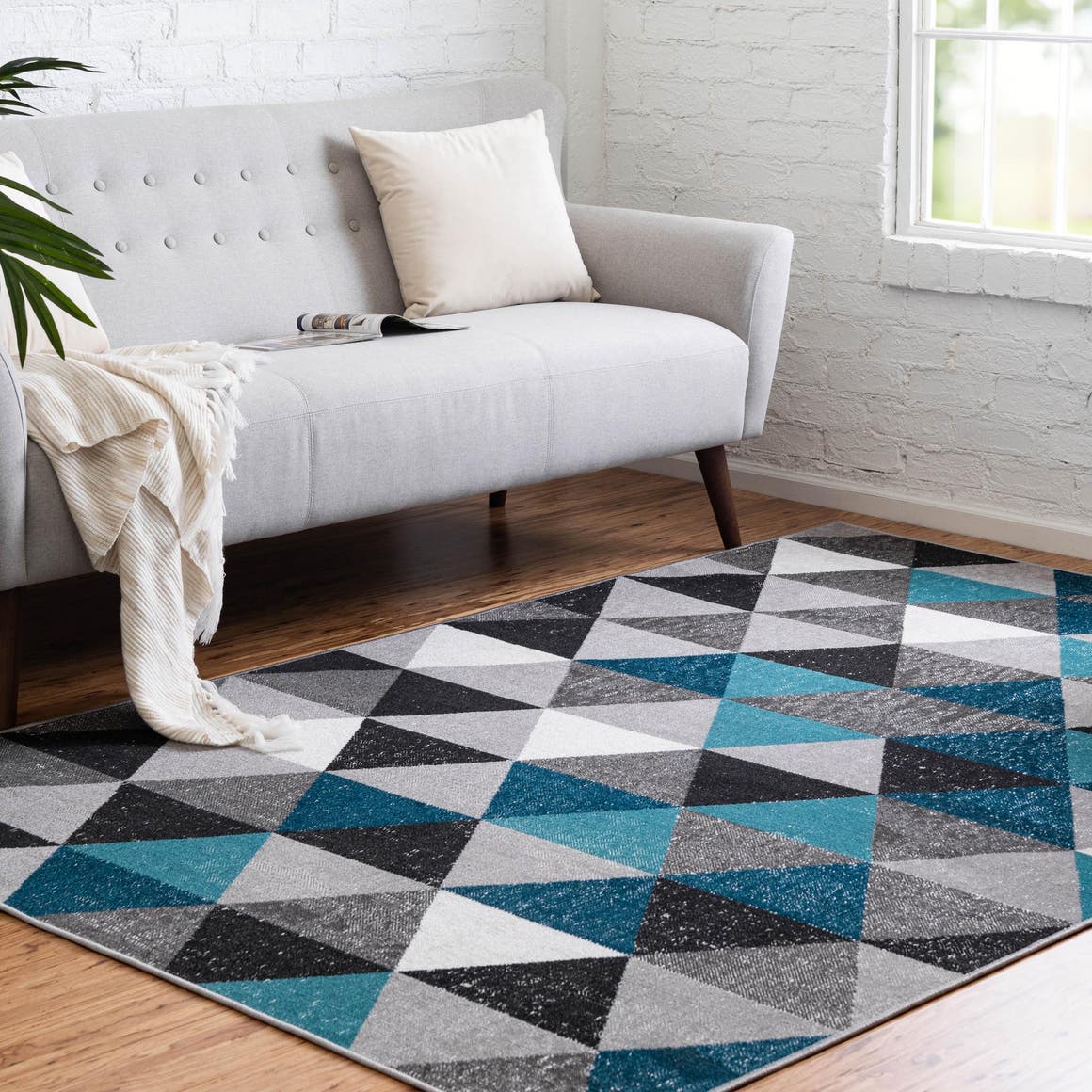 Gray 7' 10 x 10' Valencia Rectangle Area Rug Modern Abstract Durable Carpet for Living Room, Dining, Office, Bedrooms, Dorm Rooms for Sale at Rug Engine
