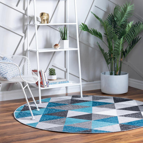 Gray 5' 3 x 5' 3 Valencia Round Area Rug Modern Abstract Durable Carpet for Living Room, Dining, Office, Bedrooms, Dorm Rooms for Sale at Rug Engine