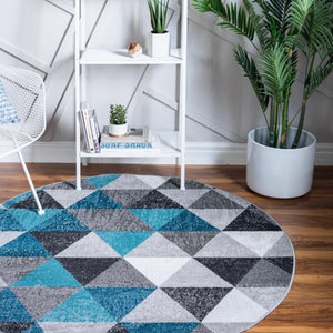 Gray 5' 3 x 5' 3 Valencia Round Area Rug Modern Abstract Durable Carpet for Living Room, Dining, Office, Bedrooms, Dorm Rooms for Sale at Rug Engine