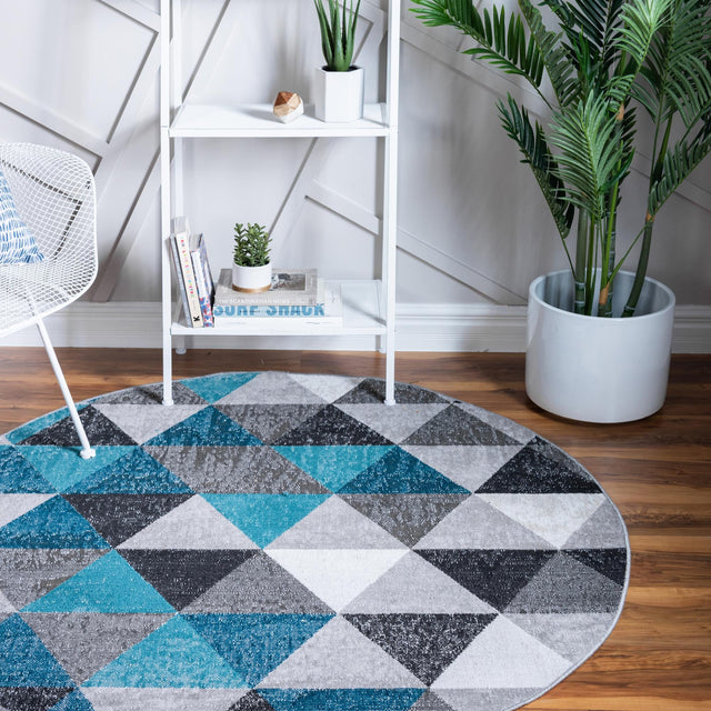 Gray 5' 3 x 5' 3 Valencia Round Area Rug Modern Abstract Durable Carpet for Living Room, Dining, Office, Bedrooms, Dorm Rooms for Sale at Rug Engine