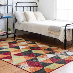 Multicolor 4' 1 x 6' 1 Valencia Rectangle Area Rug Modern Abstract Durable Carpet for Living Room, Dining, Office, Bedrooms, Dorm Rooms for Sale at Rug Engine