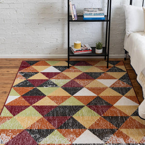 Multicolor 9' x 12' Valencia Rectangle Area Rug Modern Abstract Durable Carpet for Living Room, Dining, Office, Bedrooms, Dorm Rooms for Sale at Rug Engine