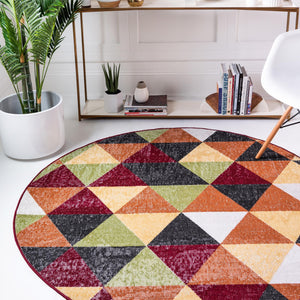 Multicolor 5' 3 x 5' 3 Valencia Round Area Rug Modern Abstract Durable Carpet for Living Room, Dining, Office, Bedrooms, Dorm Rooms for Sale at Rug Engine