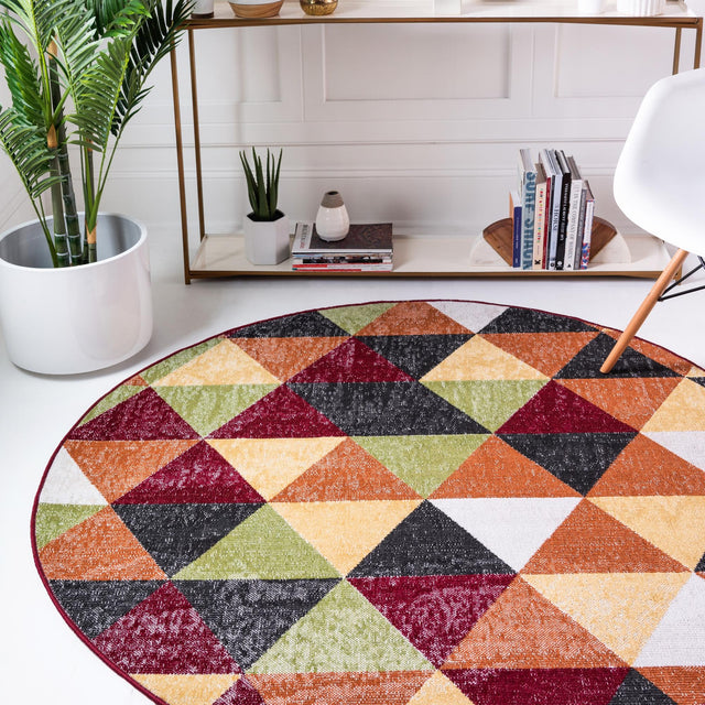 Multicolor 5' 3 x 5' 3 Valencia Round Area Rug Modern Abstract Durable Carpet for Living Room, Dining, Office, Bedrooms, Dorm Rooms for Sale at Rug Engine