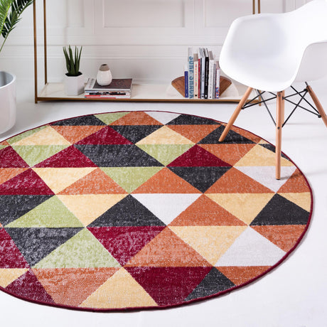 Multicolor 5' 3 x 5' 3 Valencia Round Area Rug Modern Abstract Durable Carpet for Living Room, Dining, Office, Bedrooms, Dorm Rooms for Sale at Rug Engine