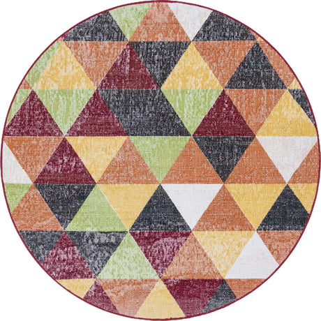 Multicolor 5' 3 x 5' 3 Valencia Round Area Rug Modern Abstract Durable Carpet for Living Room, Dining, Office, Bedrooms, Dorm Rooms for Sale at Rug Engine