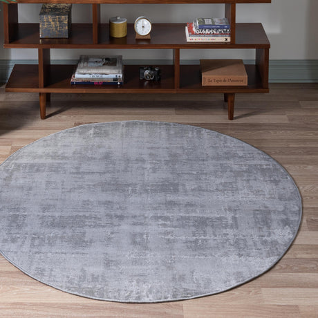 Gray 5' 3 x 5' 3 Valencia Round Area Rug Modern Abstract Durable Carpet for Living Room, Dining, Office, Bedrooms, Dorm Rooms for Sale at Rug Engine