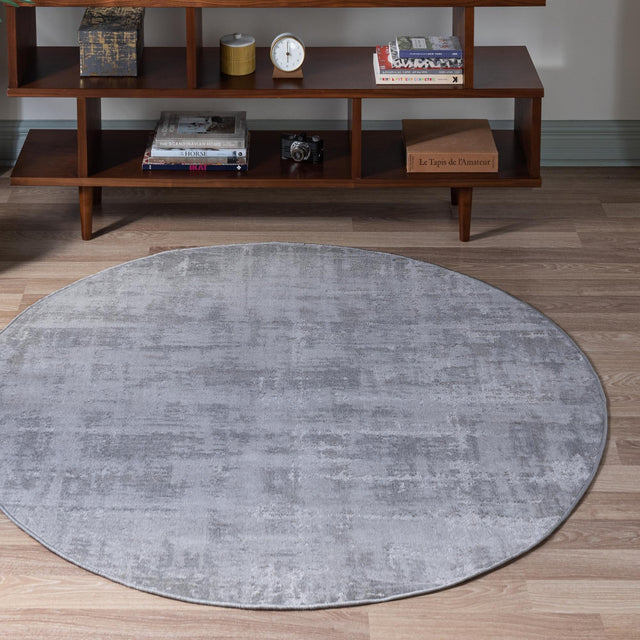 Gray 5' 3 x 5' 3 Valencia Round Area Rug Modern Abstract Durable Carpet for Living Room, Dining, Office, Bedrooms, Dorm Rooms for Sale at Rug Engine