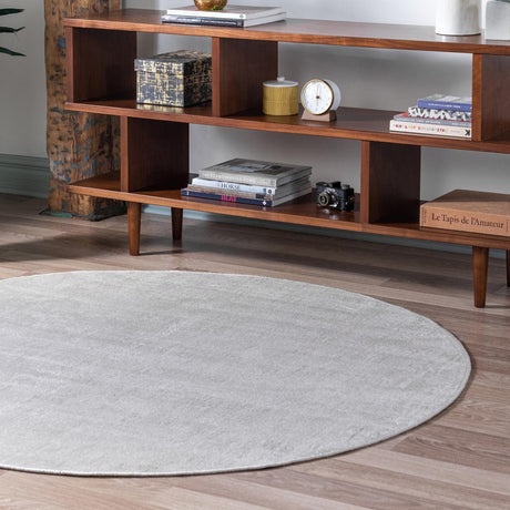 Ivory 5' 3 x 5' 3 Valencia Round Area Rug Modern Abstract Durable Carpet for Living Room, Dining, Office, Bedrooms, Dorm Rooms for Sale at Rug Engine