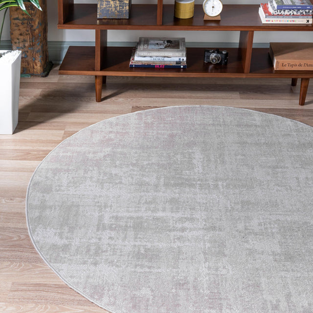 Ivory 5' 3 x 5' 3 Valencia Round Area Rug Modern Abstract Durable Carpet for Living Room, Dining, Office, Bedrooms, Dorm Rooms for Sale at Rug Engine
