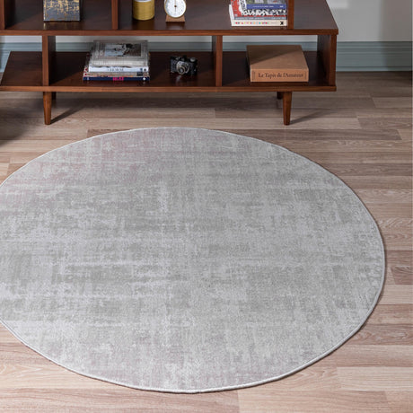 Ivory 5' 3 x 5' 3 Valencia Round Area Rug Modern Abstract Durable Carpet for Living Room, Dining, Office, Bedrooms, Dorm Rooms for Sale at Rug Engine