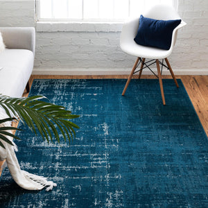 Blue 9' x 12' Valencia Rectangle Area Rug Modern Abstract Durable Carpet for Living Room, Dining, Office, Bedrooms, Dorm Rooms for Sale at Rug Engine