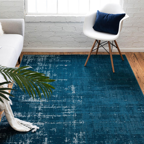 Blue 9' x 12' Valencia Rectangle Area Rug Modern Abstract Durable Carpet for Living Room, Dining, Office, Bedrooms, Dorm Rooms for Sale at Rug Engine