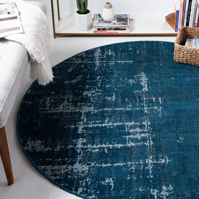 Blue 5' 3 x 5' 3 Valencia Round Area Rug Modern Abstract Durable Carpet for Living Room, Dining, Office, Bedrooms, Dorm Rooms for Sale at Rug Engine