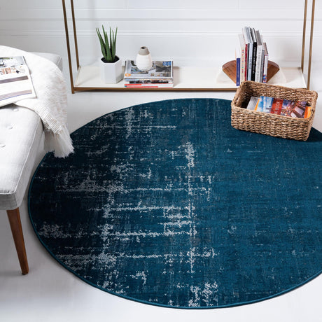Blue 5' 3 x 5' 3 Valencia Round Area Rug Modern Abstract Durable Carpet for Living Room, Dining, Office, Bedrooms, Dorm Rooms for Sale at Rug Engine