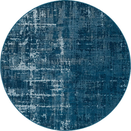 Blue 5' 3 x 5' 3 Valencia Round Area Rug Modern Abstract Durable Carpet for Living Room, Dining, Office, Bedrooms, Dorm Rooms for Sale at Rug Engine