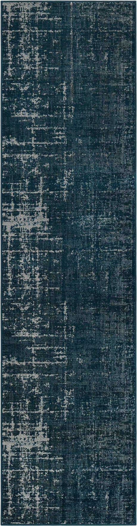 Blue 2' 7 x 10' Valencia Runner Area Rug Modern Abstract Durable Carpet for Living Room, Dining, Office, Bedrooms, Dorm Rooms for Sale at Rug Engine