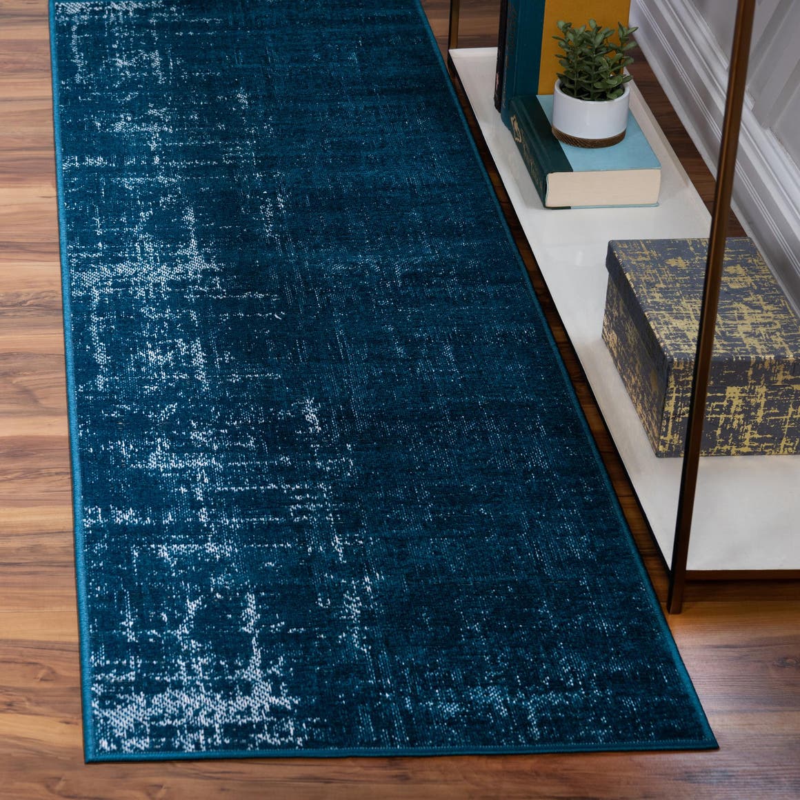 Blue 2' x 6' 1 Valencia Runner Area Rug Modern Abstract Durable Carpet for Living Room, Dining, Office, Bedrooms, Dorm Rooms for Sale at Rug Engine