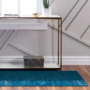 Blue 2' 7 x 10' Valencia Runner Area Rug Modern Abstract Durable Carpet for Living Room, Dining, Office, Bedrooms, Dorm Rooms for Sale at Rug Engine
