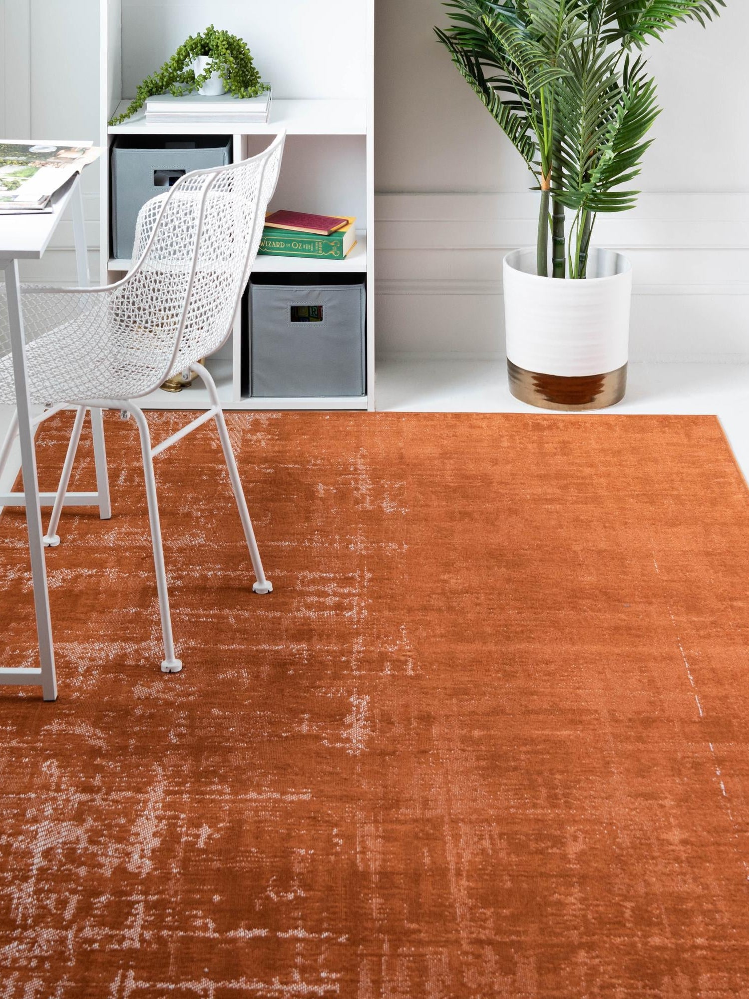 Orange 7' 1 x 10' Valencia Rectangle Area Rug Modern Abstract Durable Carpet for Living Room, Dining, Office, Bedrooms, Dorm Rooms for Sale at Rug Engine