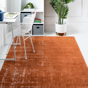 Orange 7' 10 x 10' Valencia Rectangle Area Rug Modern Abstract Durable Carpet for Living Room, Dining, Office, Bedrooms, Dorm Rooms for Sale at Rug Engine